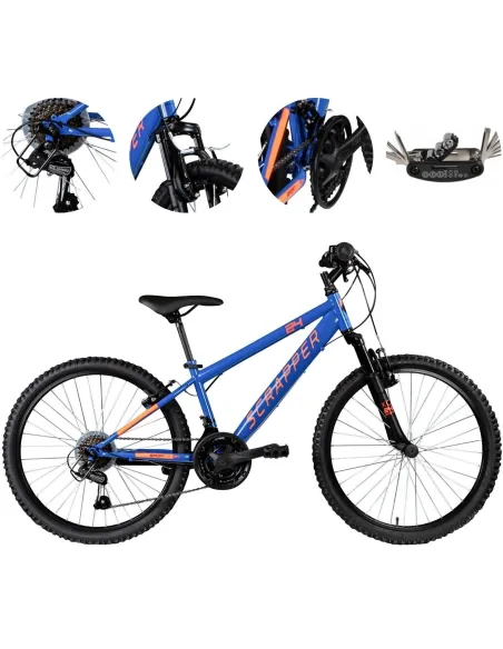 Rower Górski Dziecięcy 24 MTB Hardtail Revo Dzwonek Oświetlenie Odblaski