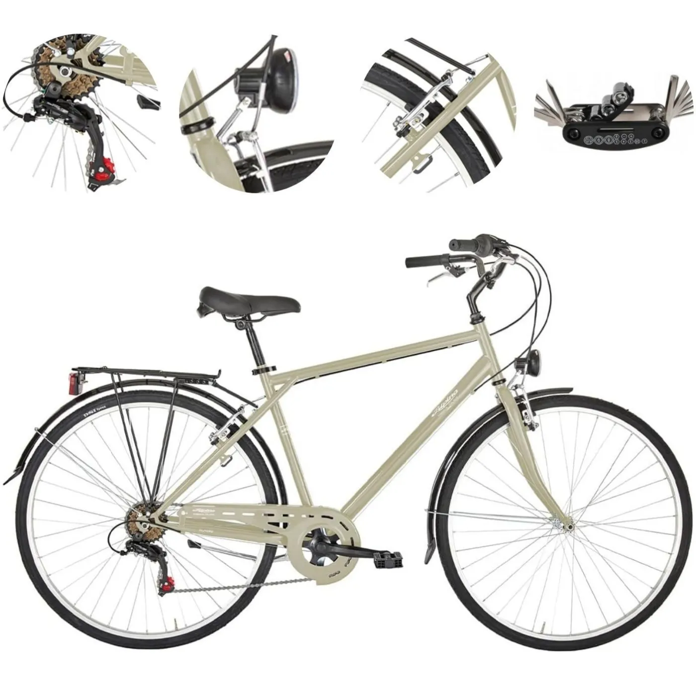 Rower Miejski 28 Męski Stal Revoshift Błotniki Bagażnik Oświetlenie Stopka