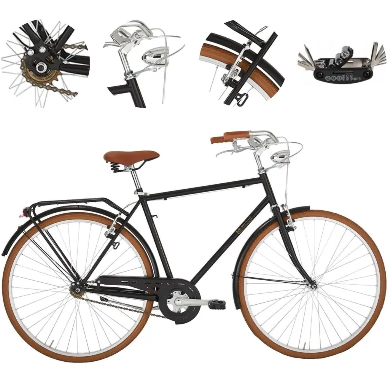 Rower Miejski Męski 28 Stal VBrake Błotniki Bagażnik Światła Dzwonek Stopka