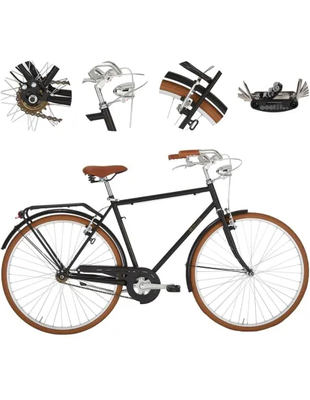 Rower Miejski Męski 28 Stal VBrake Błotniki Bagażnik Światła Dzwonek Stopka
