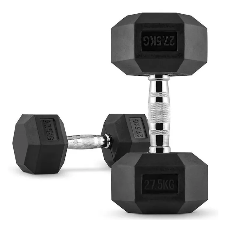 Hantle Treningowe Krótkie 55kg Hexbell Dumbbell Żeliwne Wytrzymałe 2x27,5kg