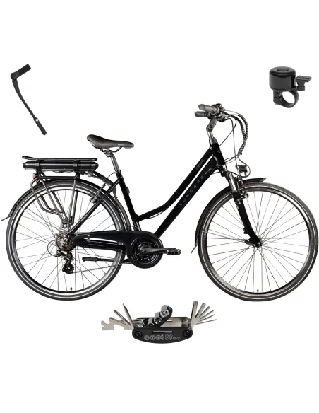 Rower Elektryczny Damski Trekkingowy 28" Shimano ALU 250 W Amory Błotniki