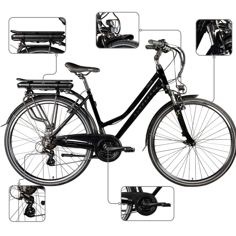 Rower Elektryczny Damski Trekkingowy 28" Shimano ALU 250 W Amory Błotniki