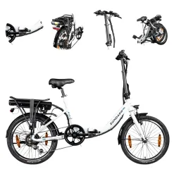 Elektryczny Rower Miejski 20 Alu Revo Składak Dzwonek Bagażnik Wspomaganie
