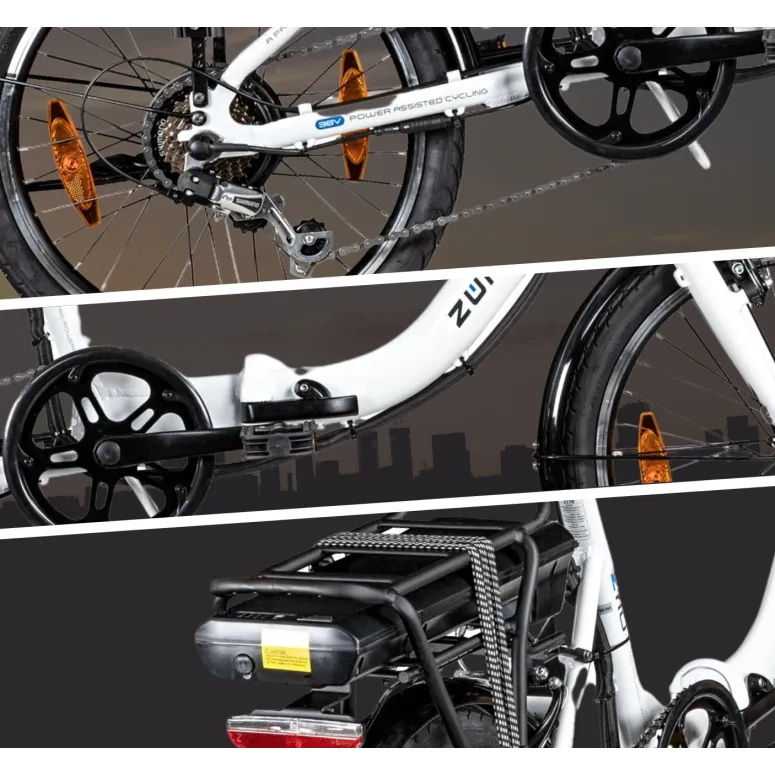 Elektryczny Rower Miejski 20 Alu Revo Składak Dzwonek Bagażnik Wspomaganie