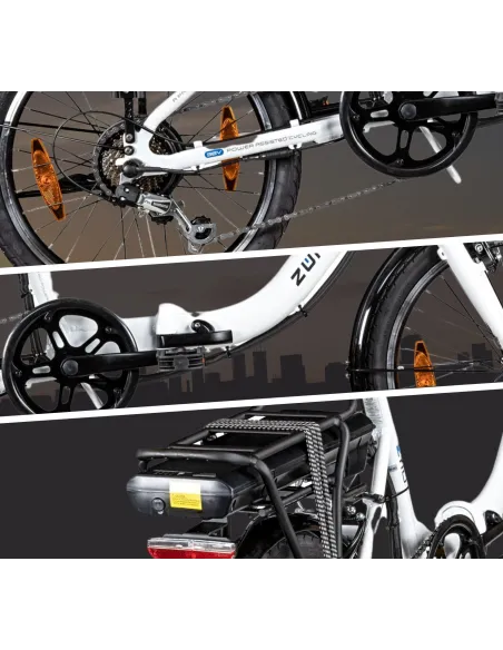 Elektryczny Rower Miejski 20 Alu Revo Składak Dzwonek Bagażnik Wspomaganie