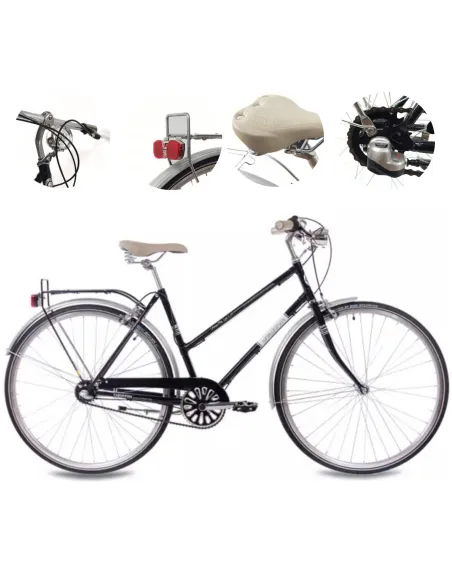 Rower Miejski 28 Stal Damski Retro Nexus 3 Kontra Bagażnik Błotniki Stopka