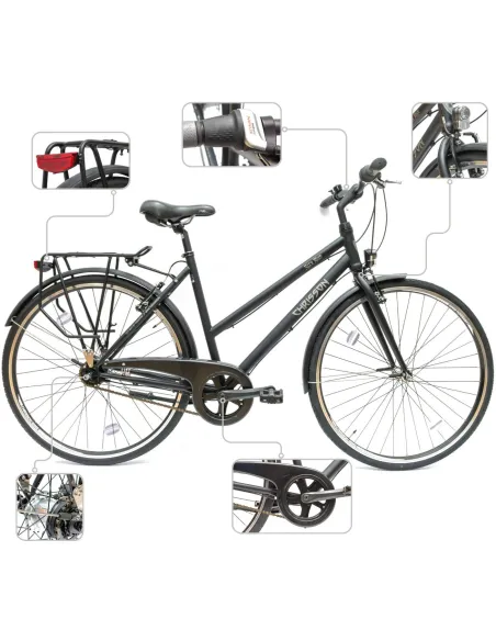 Rower Damski Miejski Koła 28 SHIMANO Nexus Lekki Błotniki Światła Stopka