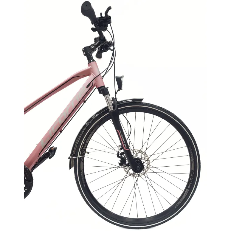 Rower Trekkingowy 28 Aluminium Damski Cyngle Tarcze Dzwonek Światła Stopka