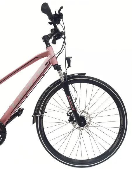 Rower Trekkingowy 28 Aluminium Damski Cyngle Tarcze Dzwonek Światła Stopka