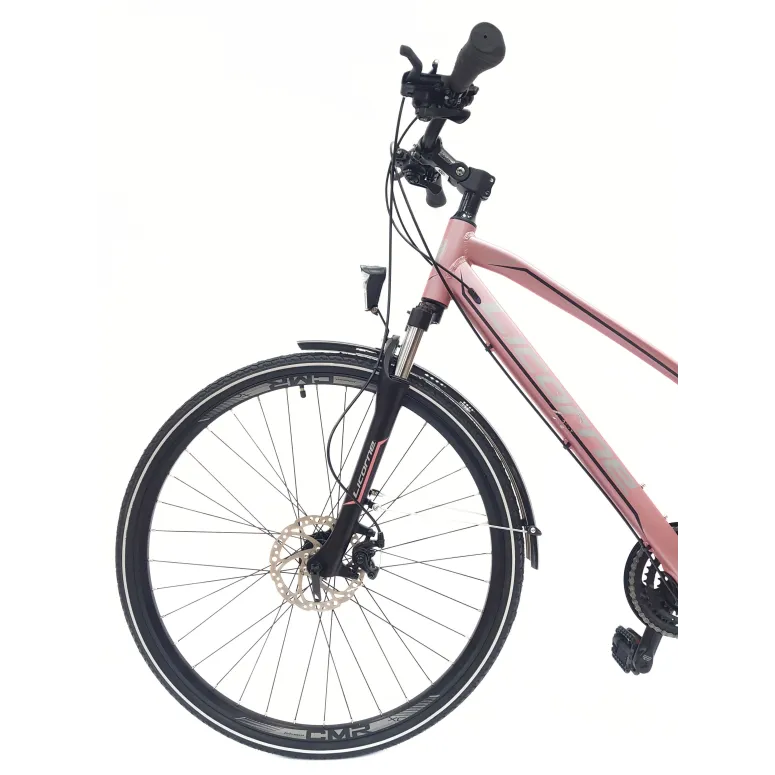 Rower Trekkingowy 28 Aluminium Damski Cyngle Tarcze Dzwonek Światła Stopka