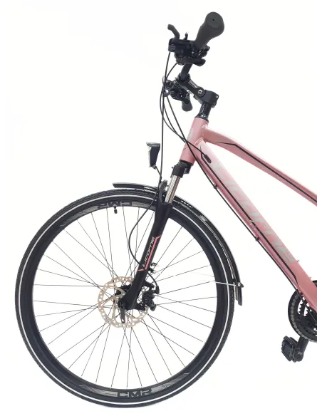 Rower Trekkingowy 28 Aluminium Damski Cyngle Tarcze Dzwonek Światła Stopka