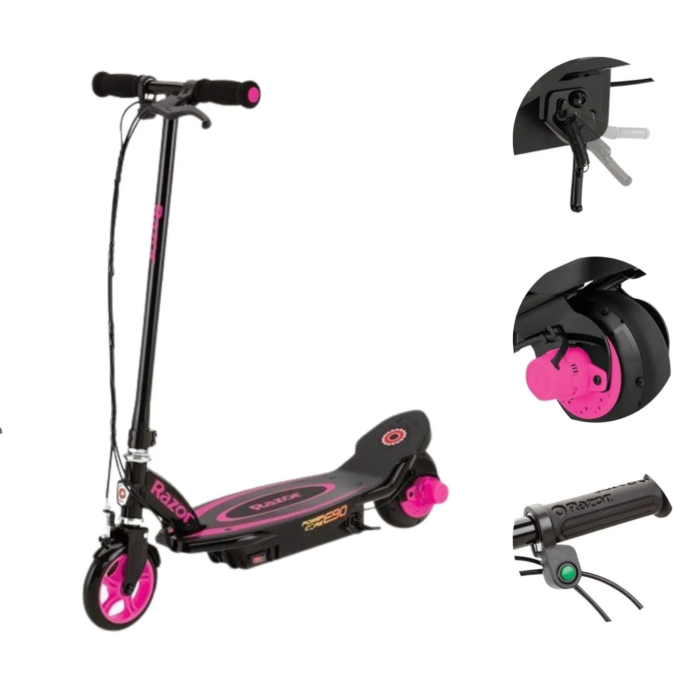 Dziewczęca Hulajnoga Elektryczna Razor Power Core E90 Różowa 16 km/h 20 km