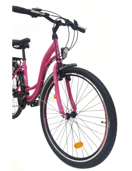 Rower Miejski 26 Damski Stalowy Revo Dzwonek Bagażnik Oświetlenie Odblaski