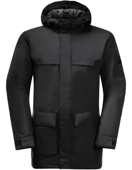 Parka Męska Jack Wolfskin Winterlager Texapore Z Kapturem Ciepła Czarna r L