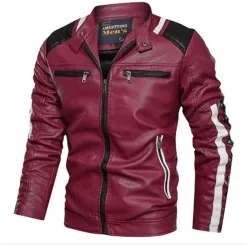 Kurtka Męska Gl Suit Skóra PU Styl Motocyklowy Casual Wiatroszczelna r. 5XL