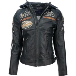 Kurtka Motocyklowa Damska Urban Leather Ur-178 Skórzana Granatowa r. L/42