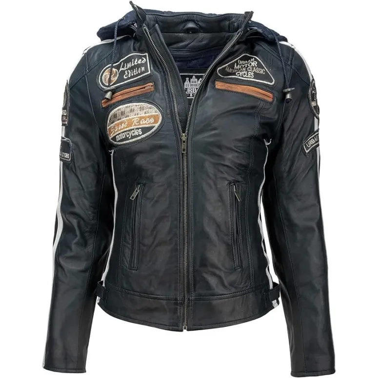 Kurtka Motocyklowa Damska Urban Leather Ur-178 Skórzana Granatowa r. L/42