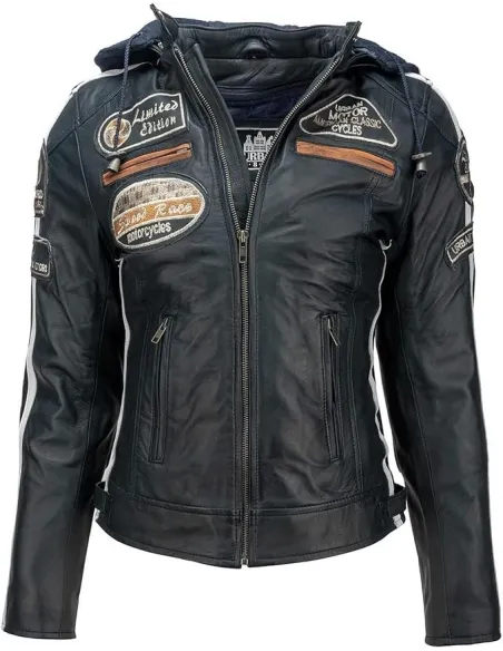 Kurtka Motocyklowa Damska Urban Leather Ur-178 Skórzana Granatowa r. L/42