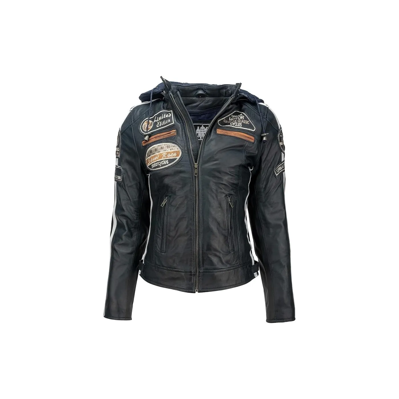 Kurtka Motocyklowa Damska Urban Leather Ur-178 Skórzana Granatowa r. L/42