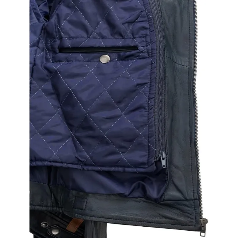 Kurtka Motocyklowa Damska Urban Leather Ur-178 Skórzana Granatowa r. L/42