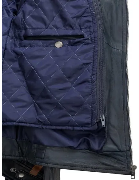 Kurtka Motocyklowa Damska Urban Leather Ur-178 Skórzana Granatowa r. L/42