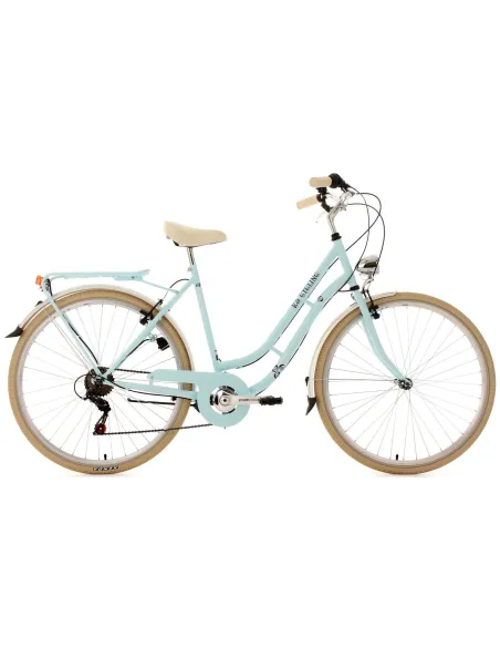 Rower Miejski Damski 28 Retro 6 Biegów Oświetlenie Niska Rama Odblaski Stal