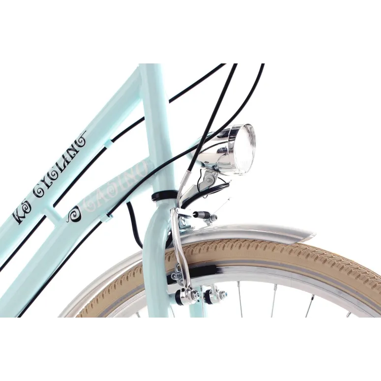 Rower Miejski Damski 28 Retro 6 Biegów Oświetlenie Niska Rama Odblaski Stal