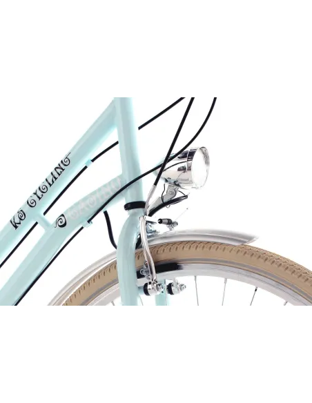 Rower Miejski Damski 28 Retro 6 Biegów Oświetlenie Niska Rama Odblaski Stal