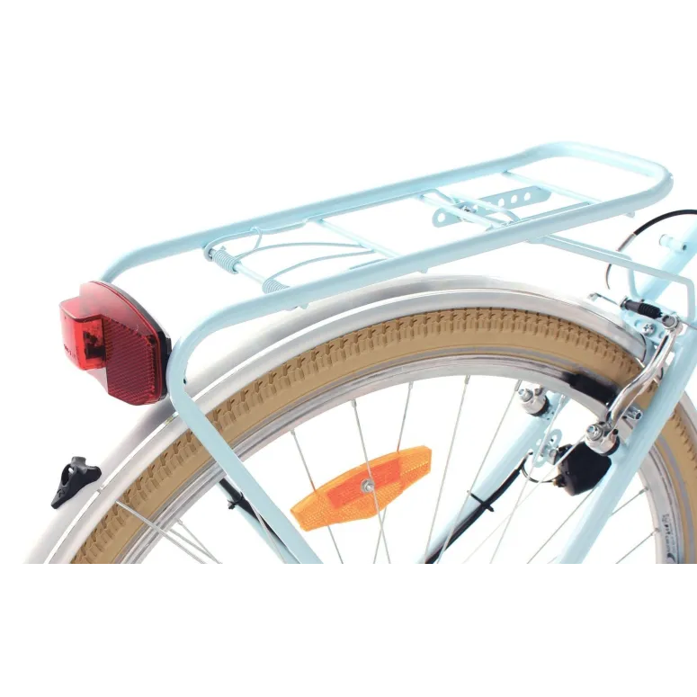 Rower Miejski Damski 28 Retro 6 Biegów Oświetlenie Niska Rama Odblaski Stal