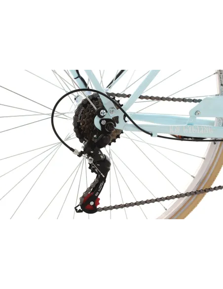 Rower Miejski Damski 28 Retro 6 Biegów Oświetlenie Niska Rama Odblaski Stal