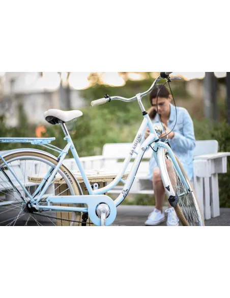 Rower Miejski Damski 28 Retro 6 Biegów Oświetlenie Niska Rama Odblaski Stal