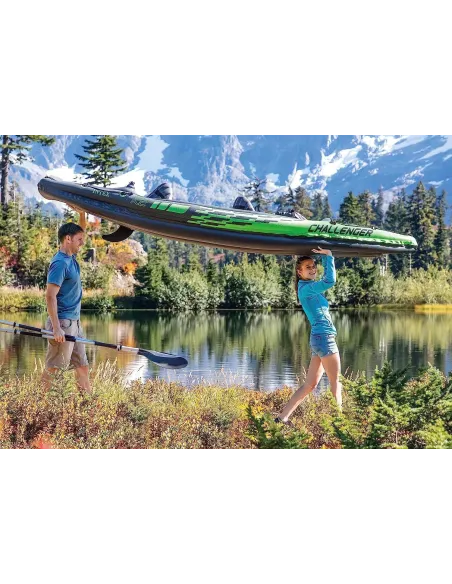 Kajak Nadmuchiwany Intex Challenger K2 Tworzywo PVC Wiosła 2 Siedziska Ster