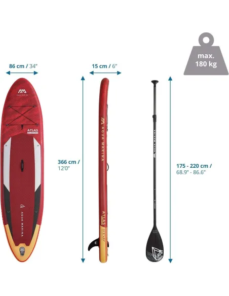 Deska SUP Nadmuchiwana Aqua Marina Atlas 180 kg Wyporność 390l Drop Stitch