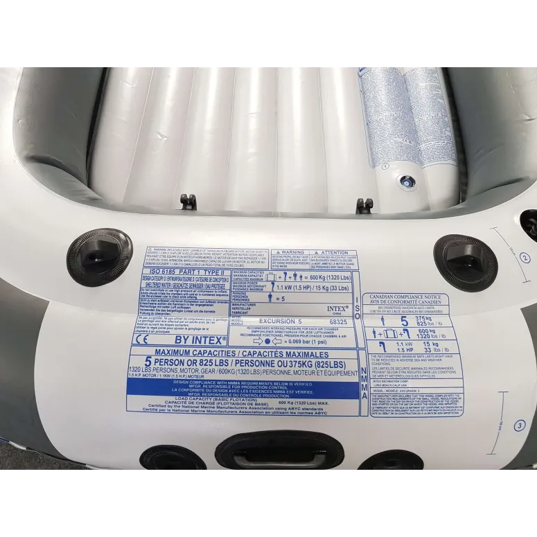 Ponton Intex Excursion 5 Akcesoria Do 600kg Wiosła Pompka Zawory Bostońskie
