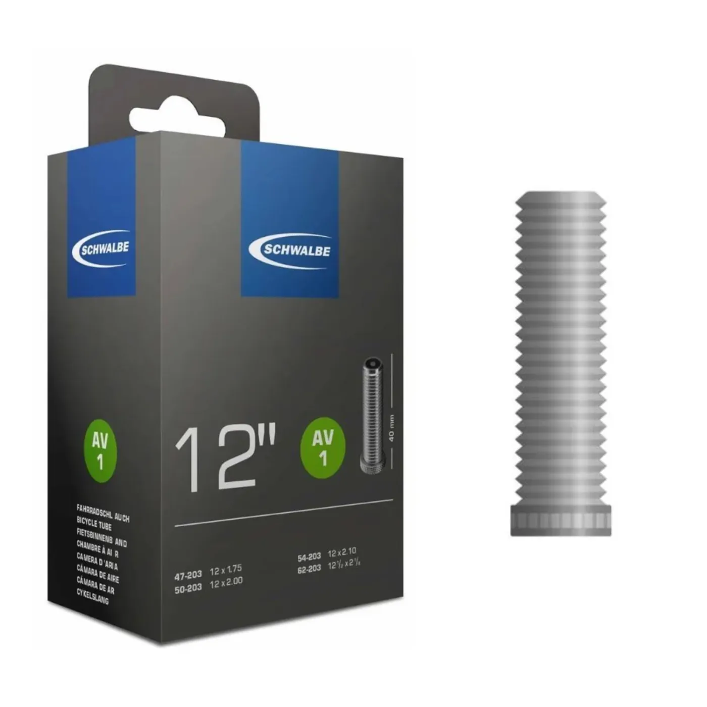 Dętka Rowerowa SCHWALBE 12" 12x1.75"-2.10" 47/62-203 AV 1 Auto 40 mm