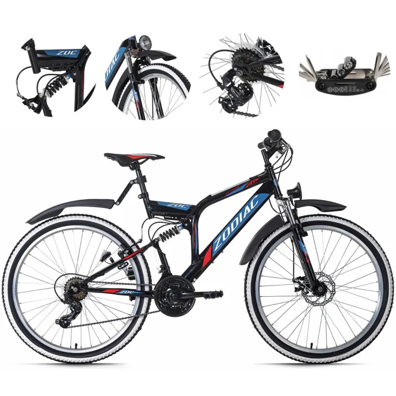 Rower Górski 26 Góral Pełna Amortyzacja MTB Oświetlenie Dzwonek Błotniki