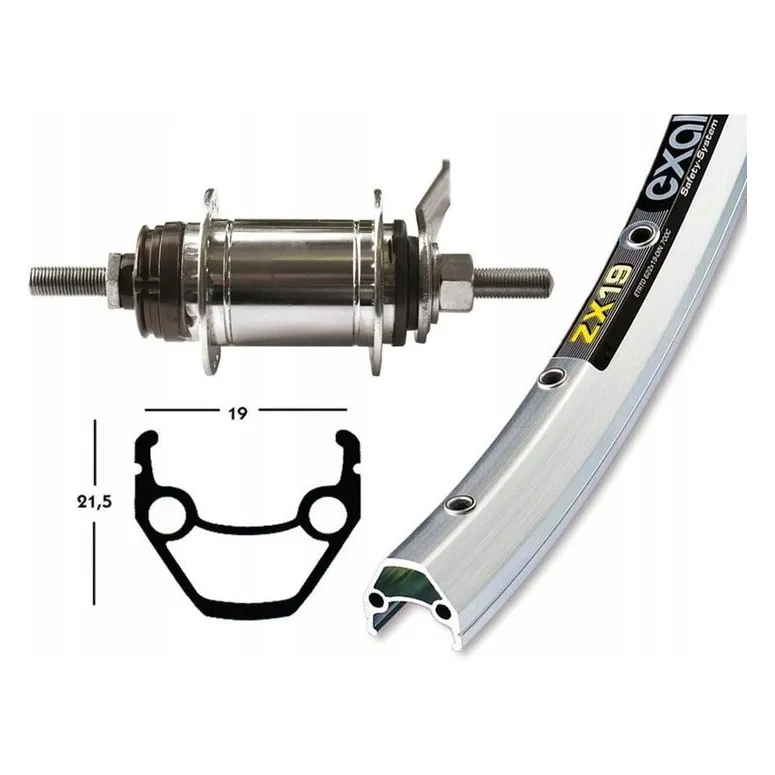 Koło Tylne Rowerowe Exal ZX 19 28 x 1,75 Aluminium