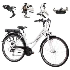 Elektryczny Rower Trekkingowy 28 Alu Wspomaganie Światła Bagażnik Błotniki