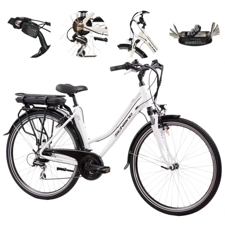 Elektryczny Rower Trekkingowy 28 Alu Wspomaganie Światła Bagażnik Błotniki
