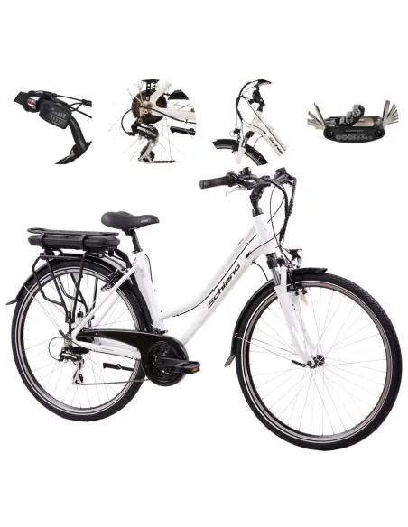 Elektryczny Rower Trekkingowy 28 Alu Wspomaganie Światła Bagażnik Błotniki