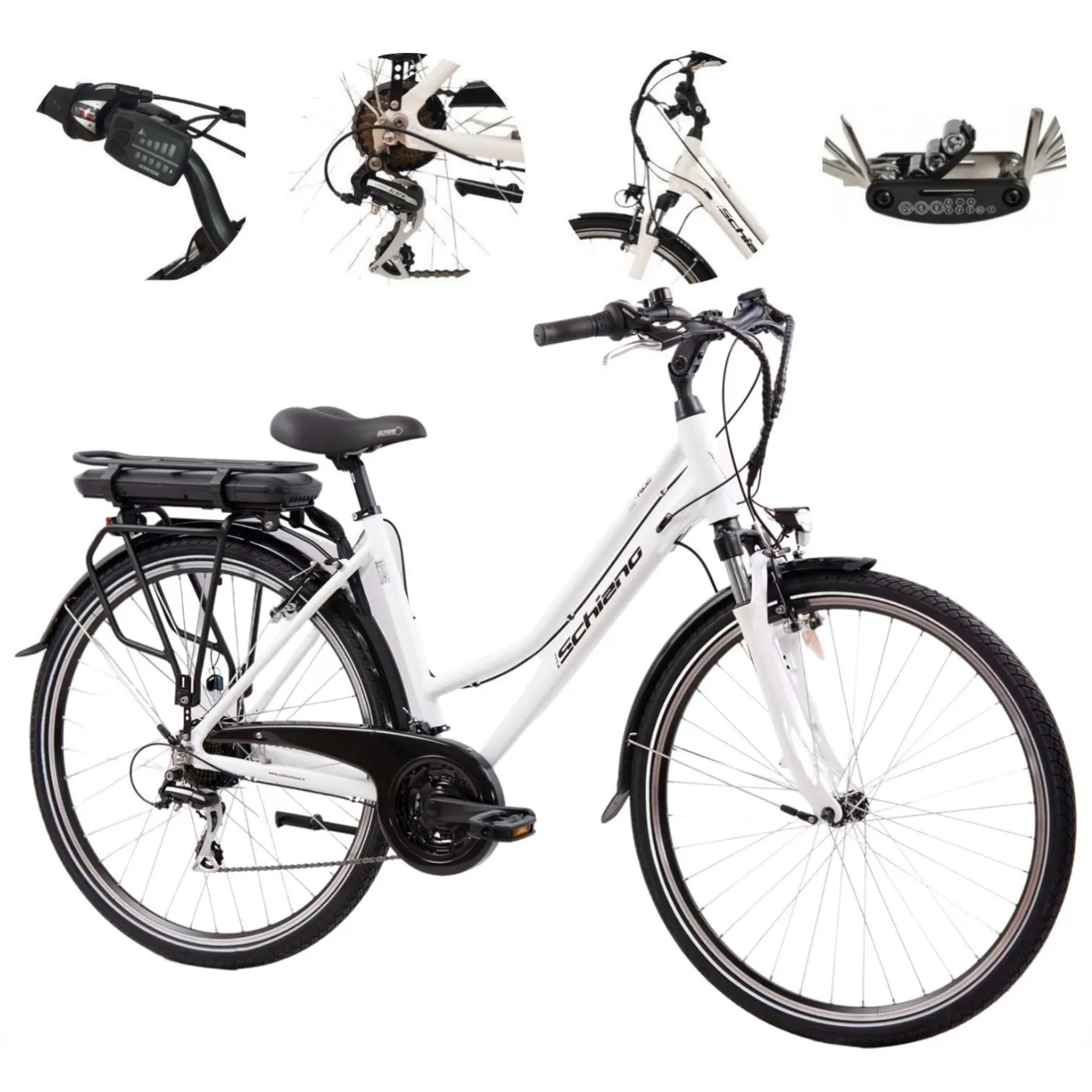 Elektryczny Rower Trekkingowy 28 Alu Wspomaganie Światła Bagażnik Błotniki