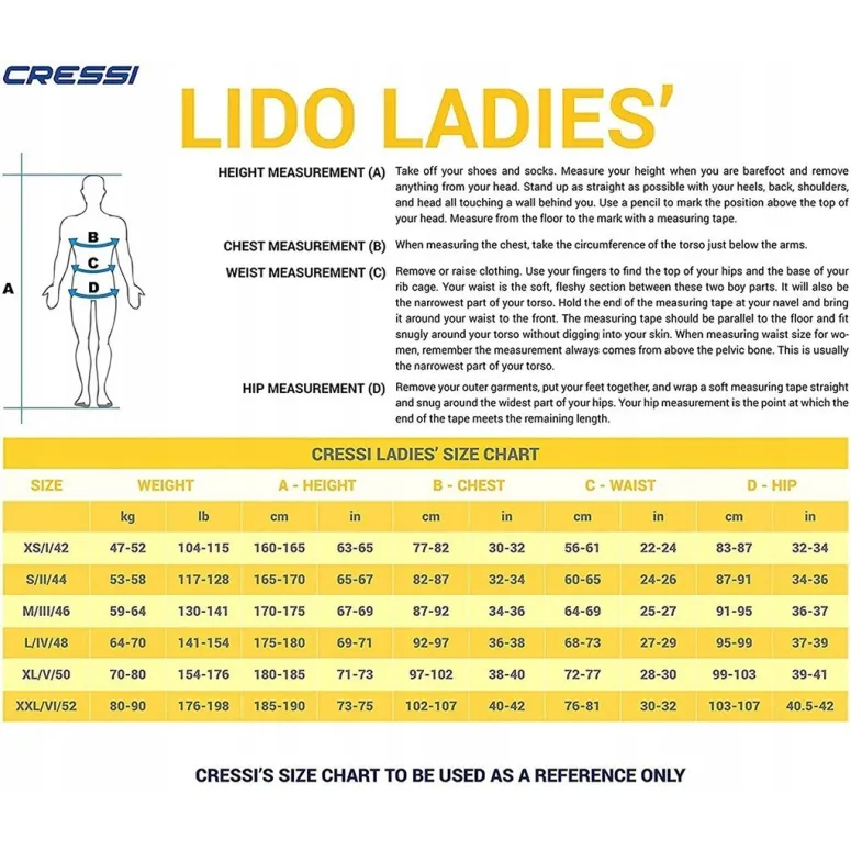 Pianka Do Nurkowania Izolacyjna Damska Cressi Lido 2 mm Rozmiar M Neopren