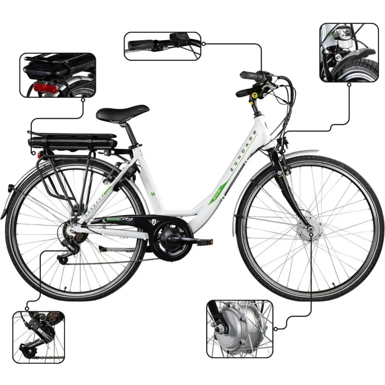 Rower Elektryczny Damski Miejski 28 250W Aluminium Shimano Bagażnik Światła