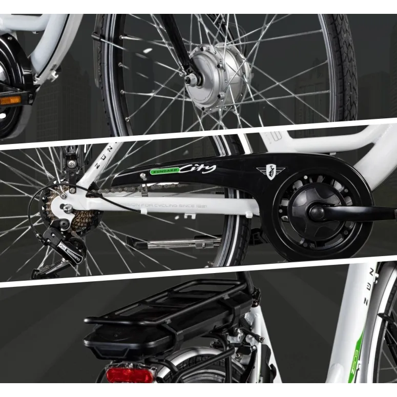 Rower Elektryczny Damski Miejski 28 250W Aluminium Shimano Bagażnik Światła