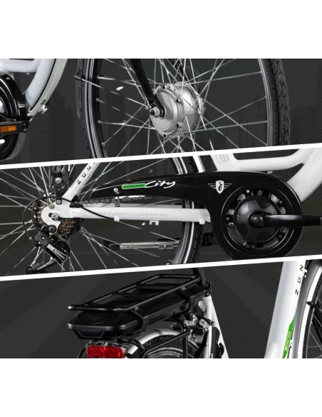 Rower Elektryczny Damski Miejski 28 250W Aluminium Shimano Bagażnik Światła