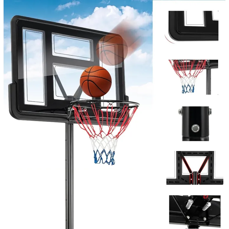 Wolnostojący Kosz do Koszykówki Costway Regulowany Metalowy Stelaż Stojak