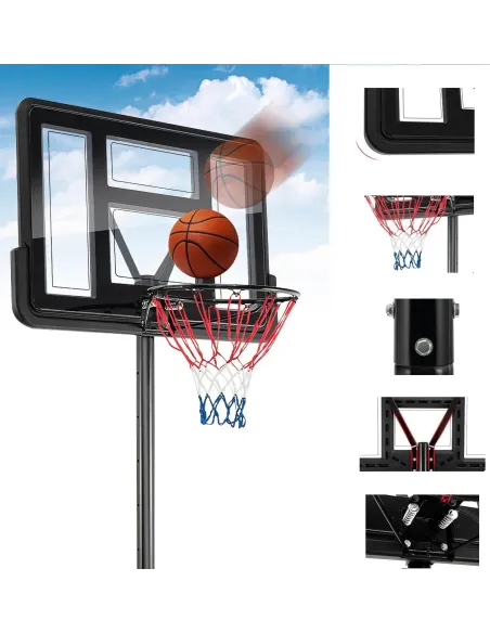 Wolnostojący Kosz do Koszykówki Costway Regulowany Metalowy Stelaż Stojak