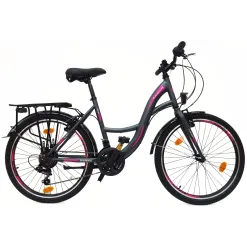 Rower Miejski Dziewczęcy 24 Uniwersalny Oświetlenie Stopka Dzwonek Bagażnik