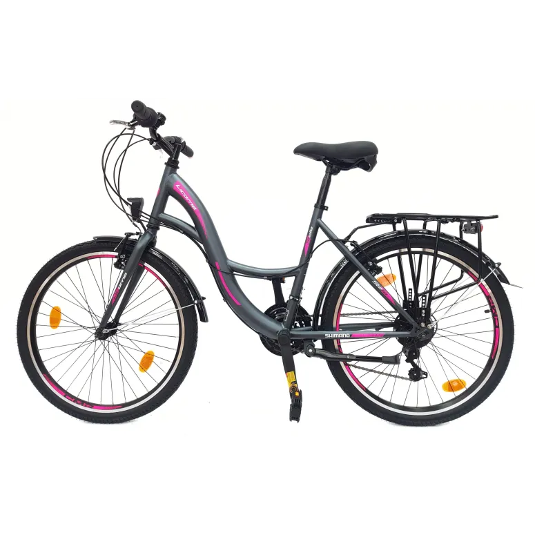 Rower Miejski Dziewczęcy 24 Uniwersalny Oświetlenie Stopka Dzwonek Bagażnik
